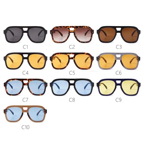 Lunettes de soleil au design géométrique double pont et nuances de verres protecteurs