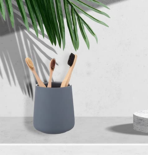 Matte Toothbrush Holder For Bathroom,Tooth Brush Holder,Modern Ceramic Toothbrush Cup As Toothpaste Holder,Bathroom Cup,Makeup Brush Cup (Grey) #TOP5