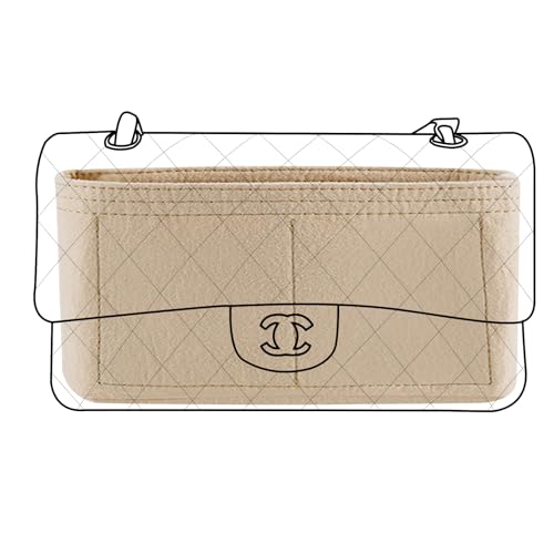 Lckaey Bolsa organizadora para bolsa Chanel clássica com aba cf jumbo - inserção de feltro para bolsa Y069Khaki-S