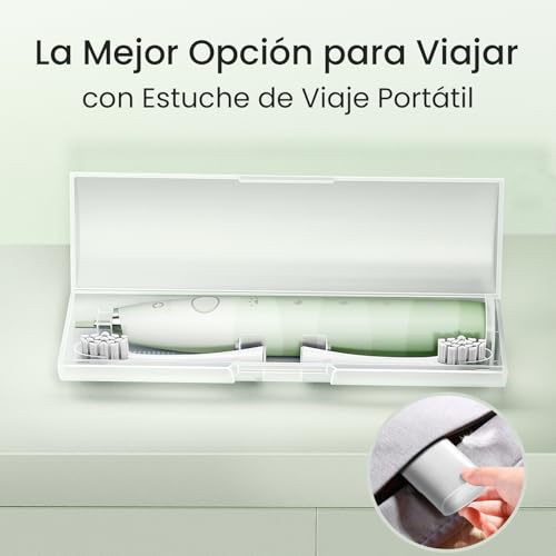 Miniatura 6 de Oclean Cepillo Electrico Sónico Flow Travelgo Set, Recarga Cada 180 Días, 5 Modos, Ipx7 Impermeable, Temporizador De 2 Minutos, 6 Cabezales De Cepillo Dupont , Estuche De Viaje, Verde