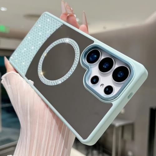 Coque magnétique Galaxy A25 bleu étui de protection effet miroir antichoc coloré