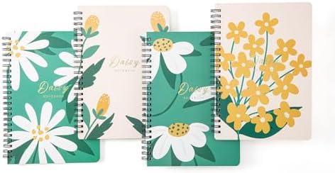 ROSNONG A5 Spiral Notebooks Bound(160Pages) Waterproof Notepad Cute Exercise Lined,Hardcover,Easy to Carry,4pcs-Fresh