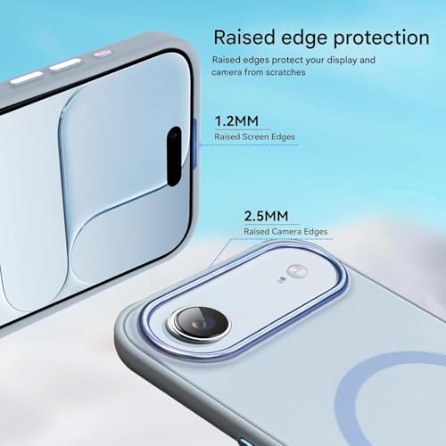 Image of VONZEE Compatible with iPhone 17 Air Case (6.6 Inch), MagSafe Compatible Magnetic Matte Back Cover, Military Grade Shockproof Protective Case, Anti-Fingerprint, Official Blue