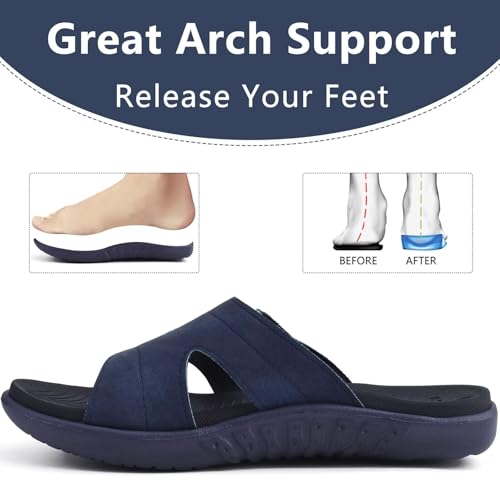 Image of KuaiLu Womens Fashion Orthotic Slides Ladies Athletic Yoga Mat Memory Foam Walking Sandals Thick Cushion Recovery Summer Beach Slippers Comfortable Plantar Fasciitis Arch Support