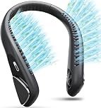 Jialexin Bladeless Personal Fan, 6000mAh Usb Rechargeable, 3-Speed Portable Neck Fan - Leafless, Headphone Design for Sports & Outdoor - Black
