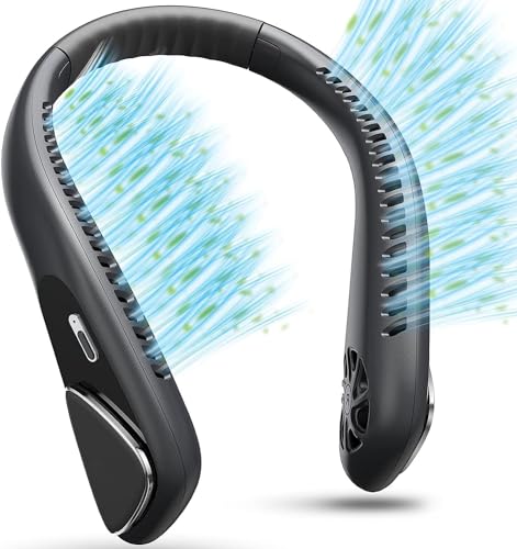 Jialexin Tragbarer Hals-Ventilator, Blattlos Nackenventilator Mit 6000mah Langer Laufzeit
