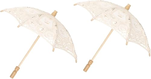 Veemoon 2 parasoles de novia sombrillas para fotografía bordado de novia para niños flores damas disfraz tela de encaje decorativo floral azul