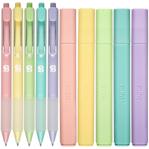 Image of BLIEVE - Aesthetic Highlighters and Gel Pens With Soft Ink and Chisel Tip, Bible Highlighters and Pens No Bleed, Dry Fast Easy to Hold, for Bible Journaling Planner School Supplies (CANDY)