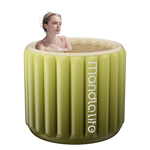 Inflatable Bathtub with electric pump,Inflatable Tub for Shower,Skeletonless structure Air Bathtub for Athletes,Hot Bath Soaking Tub for Women,Cold Plunge Tub SPA with Lid 35 * 27.5in(Gradient Green)