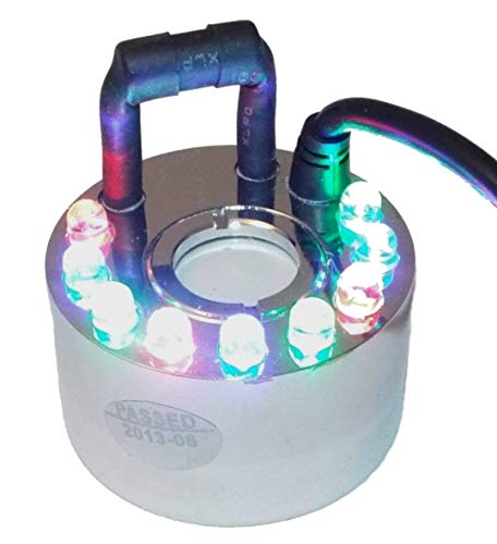 1 DISC FOGGER/MIST MAKER with 9 RBG Multi-Color Programmable LEDs Includes Controller and Transformer - Great for Halloween, Parties and Humidifying