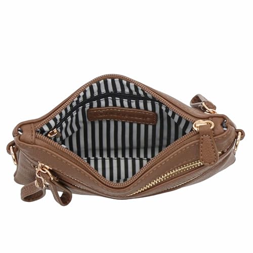 Image of FashionPuzzle Multi Zipper Pocket Small Wristlet Crossbody Bag