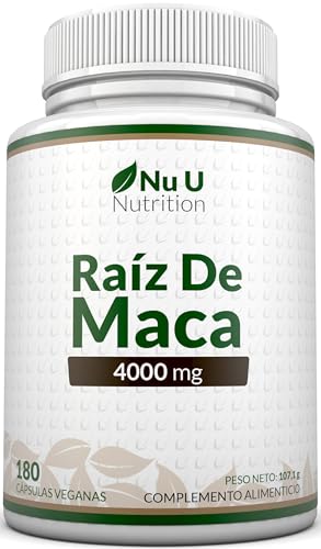 Maca Negra Peruana 4000mg - 180 Cápsulas Veganas - 6 Meses de Suministro - Para Hombre y Mujer - Extracto de Raíz de Maca Andina de Alta Potencia - Fabricado en Europa - Nu U Nutrition