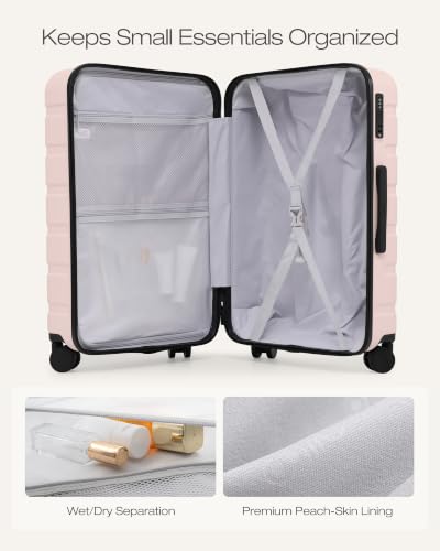 Image of Coolife Luggage Set, 3 Piece Lightweight Durable Hardshell, Pink