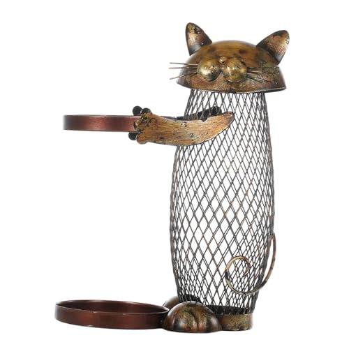 Soporte creativo para botellas de vino de hierro con forma de gato