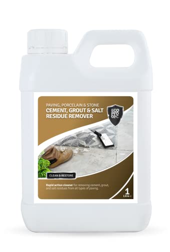 ECOPROTEC Cement, Grout & Salt Residue Remover | Paving, Porcelain & Stone | Rapid Action Concentrated Cleaner for External Use (1 Litre)