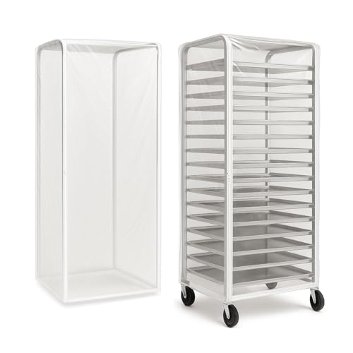 tiscover Bun Rack Cover – Transparent PVC with 4 Sided Zippers – Universal 20 Tier Sheet Pan & Speed Rack Cover – Heavy Duty, Waterproof & Dustproof Bread rack cover Bakery Rack Cover