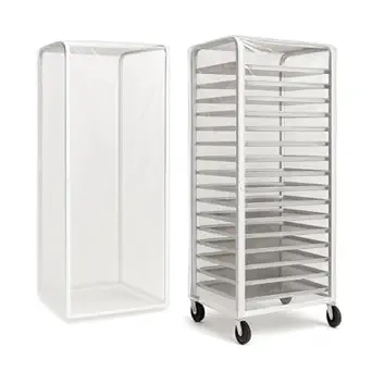 Bun Rack Cover - Transparent PVC with 4 Sided Zippers - Universal 20 Tier Sheet Pan & Speed Rack Cover