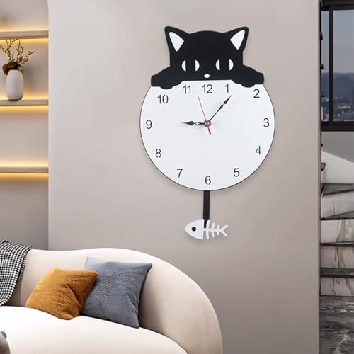 Horloge murale chat idée cadeau décoration originale pour la maison - 3