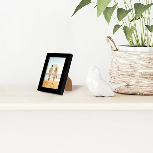 Americanflat 2x3 Picture Frame with Polished Crystal-Clear Glass - Streamline Collection - Thin Border Photo Frame for Tabletop Display - Easel Stand Included - Black