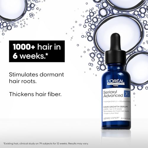 Image of L'Oreal Professionnel Serioxyl Advanced Hair Growth Serum for scalp | Powered by Stemoxydine 5% + Resveratrol | Stimulates dormant hair roots and thickens hair fibre | Hairgrowth serum for men and women