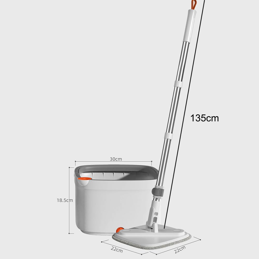 Juego De Fregona Y Cubo Divididos, Fregona Giratoria Y Cubo con 6 Cabezales De Fregona Giratoria, Fregona De Microfibra Húmeda Y Seca, Cabezal De Fregona Giratorio De 360°
