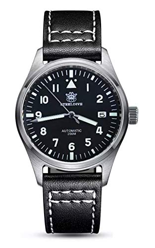 SteeldiveAU Steeldive SD1940 �p�C���b�g�E�H�b�`�AMark XVIII Flieger�ANH35�AAR�T�t�@�C�A�A���[�����A200m�_�C�o�[�ABNIB�B, ���{���B