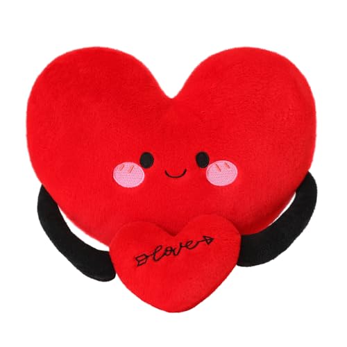 Finebee Red Heart Plush Toy Cute Heart Stuffed Animal Soft Pillow Plushies Heart Shape Valentine Day Birthday for Kids Lover Decor 8 inch