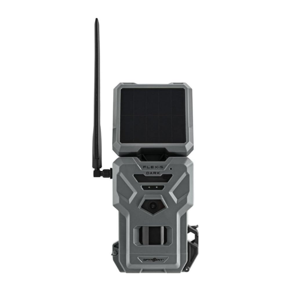 SPYPOINT Flex-S-Dark Solar Cellular Trail Camera – Built-in Solar Panel, 40MP Photos, 1080p Videos + Sound, No-Glow Game Camera, Night Vision, Motion Activated Trail Cam