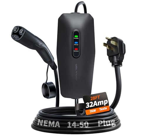 VDLPOWERVP Level 2 Tesla EV Charger 7KW 32A, 28FT Cable