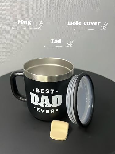 HottKiiper Best Dad Ever Gifts from Daughter Son, Stainless Steel Coffee Mug with Lid for Father, Husband, Uncle, Gifts for Father's Day (14oz Black) - image 4