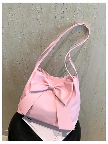 Verdusa Women's PU Leather Shoulder Tote Bags Bow Satchel Purses4