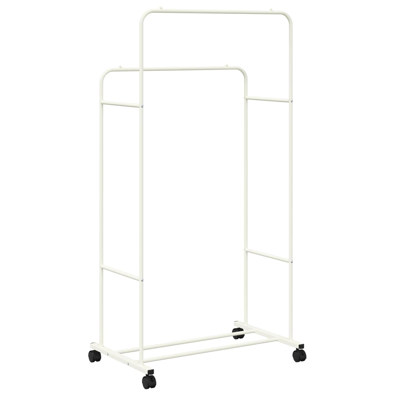 Kleiderständer Uni Weiß 80 x 53 x 156 cm Metall Garderobenständer freistehend klappbar mit Rolle höhenverstellbar für Schlafzimmer Flur Ankleidezimmer schwerlast Aufbewahrung