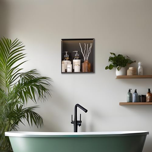 Niche de douche en acier inoxydable noir mat encastrée pour salle de bain - 2