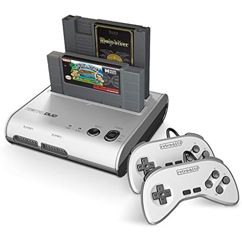 Retro-Bit Retro Duo 2 in 1 Console System - for Original NES/SNES, & Super Nintendo Games - Silver/Black Cover