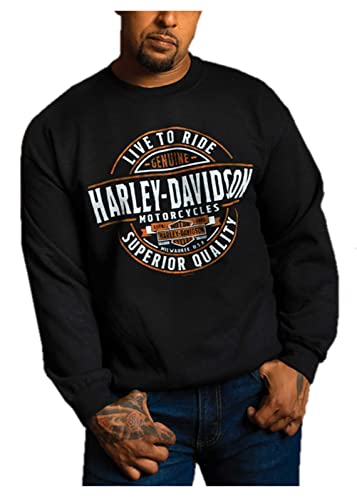 Harley-Davidson Men's All In Crew-Neck Pullover Fleece Sweatshirt - Black (4XL)