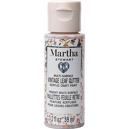 Martha Stewart Crafts Family Friendly Multi-Surface Vintage Leaf Glitter Acrylic Craft Paint, Cotton Candy