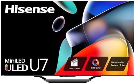 Hisense 65-Inch Class U7 Series Mini-LED ULED 4K UHD Google Smart TV (65U7N) - QLED, Dolby Vision IQ, Dolby Atmos, Full Array Local Dimming, 144Hz Game Mode Pro, VRR, Alexa Compatibility