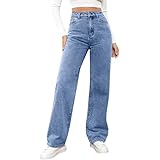 VgguDoe Straight Leg Jeans Damen,Baggy Jeans Damen High Waist,Klamotten Teenager Mädchen,Leichte Sommerjeans Frauen,Hosen für Mädchen,Hosen Women Elegant bu1 XL