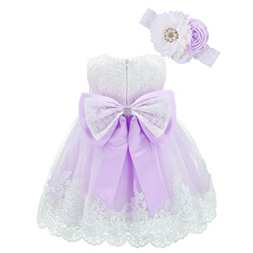 Arc Rêve Bébé Fille Robes de Mariée Formelle Baptême Fête - Violet - 3-6 mois