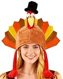 Donetuer Thanksgiving Turkey Hat for Adults Plush Thanksgiving Hats for Men Women RunningThankgiving Nignt Halloween Xmas Turkey Trot Cap Thicken Velvet Comfort Classic Costume Dress Up Party