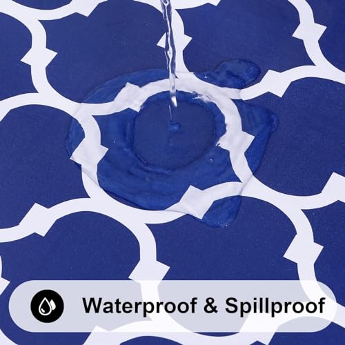 Image of Smiry 2 Pack Table Cloth, Flannel Backed Vinyl Tablecloth, 52 inchx70 inch | Waterproof Plastic Tablecloths, Wipeable Table Cover for Dining, Indoor and Outdoor (Navy)