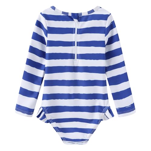 Image of Baby Girls One Piece Swimsuits Long Sleeve Rash Guard for Kids Girls UPF 50+ Sun Protection Swimshirts