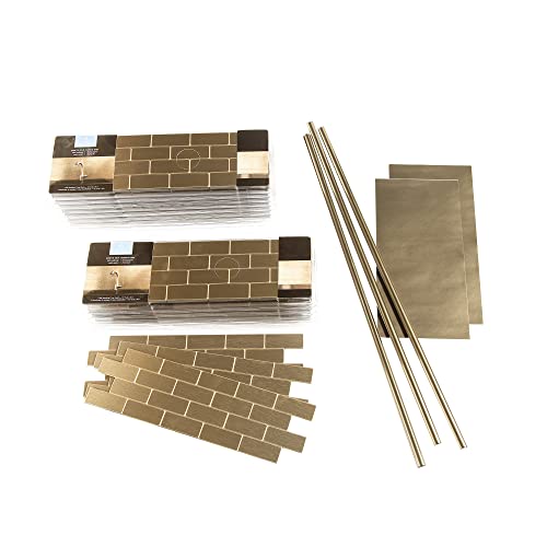 Aspect Peel And Stick Backsplash Subway Champagne Matted Metal Tile 15 Sq Ft Kit For Kitchen And Bathrooms #TOP4