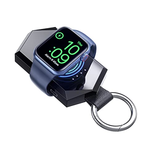 AORATY Portable Apple Watch Charger 1000mAh Magnetic Keychain Wireless Portable iWatch Charger Apple Watch Power Bank for All Apple Watch Series(Black)