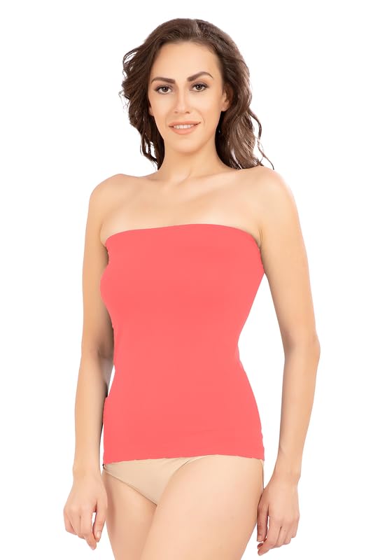 Image of Women's /Girl's Strapless Stretchable Long Bandeau Tube Top Camisole Free Size