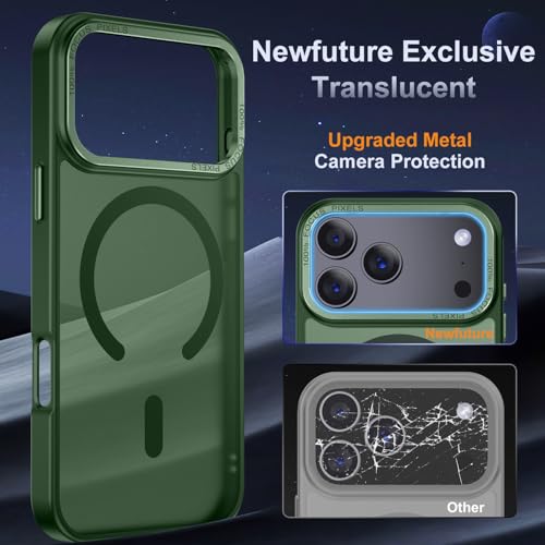 Newfuture Magnetic for iPhone 17 Pro Case [Compatible with Magsafe] [Military Grade Drop Protection] Translucent Matte Anti-Scratch Shockproof Protective Phone Cover 6.3 Inch, Dark Green — view 4