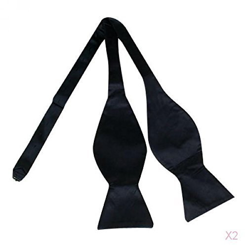 Mens Fashion Adjustable Band Satin Tuxedo Self Bowtie Wedidng Suit Charms Bow Tie - Black-image-35