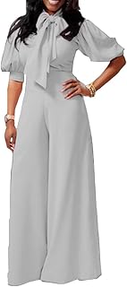 Plain Dressy Full Length Bowknot Women's Jumpsuit High Waist Woman Romper