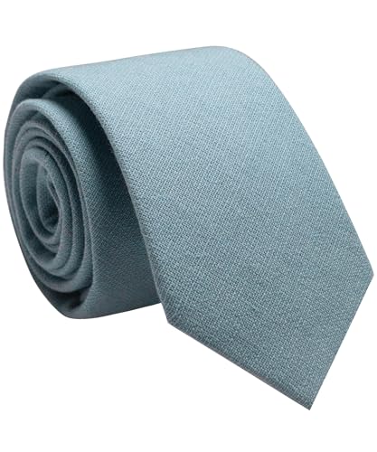 RBOCOTT Dusty Blue Cotton Slim Tie Skinny Necktie for Men 6cm(14)