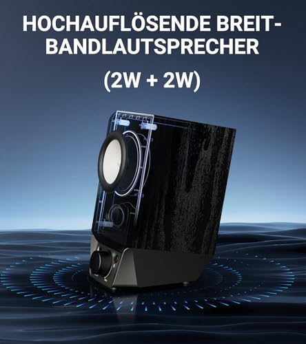 Edifier R19BT 2.0 PC-Lautsprechersystem mit Holzgehäuse, Bluetooth 5.3, voller Stereoklang, starker Bass, Lautstärkeregler, 3,5 mm Eingang/USB-A Soundkarte für Computer/TV/Smartphone/Tablet - Schwarz – Bild 3
